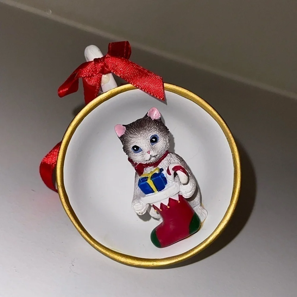 Cat Snowman Family Tea Cup Ornament Painted Resin Crafts Creative x4
